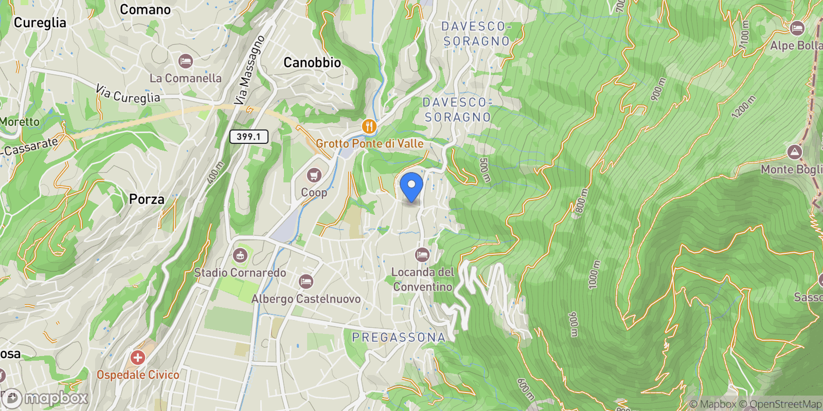 Map showing Lugano, Pregassona, TI 6963, Lugano, Ticino, Switzerland.