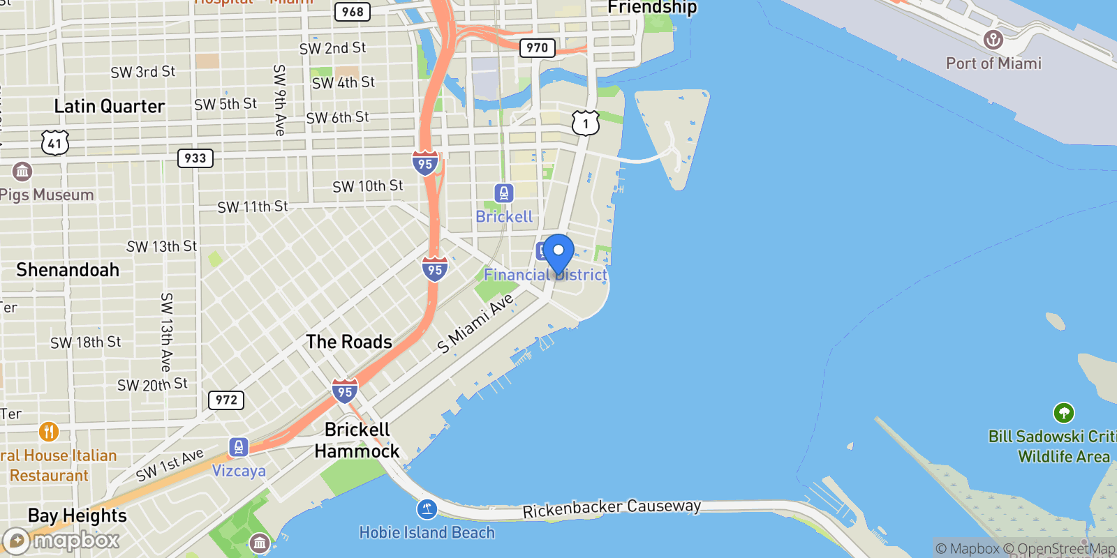 Map showing 1425 Brickell Ave 44A-B, Miami, Florida, United States.