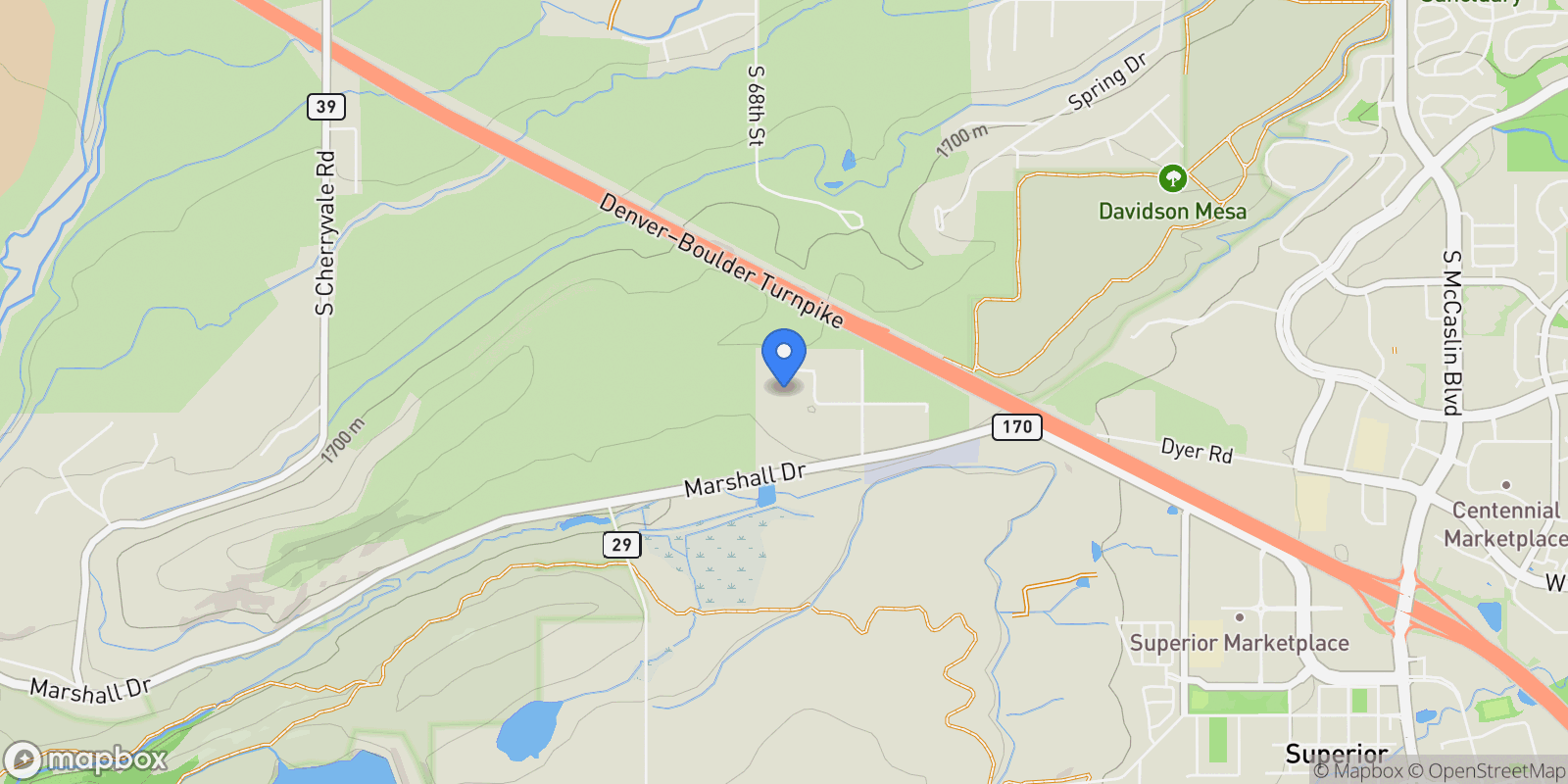 Map showing 1205 Red Ash Lane, Boulder, Colorado, United States.