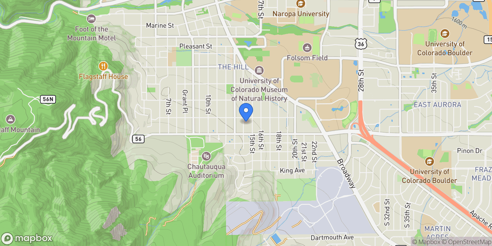 Map showing 764 14th Street, Boulder, Colorado, United States.