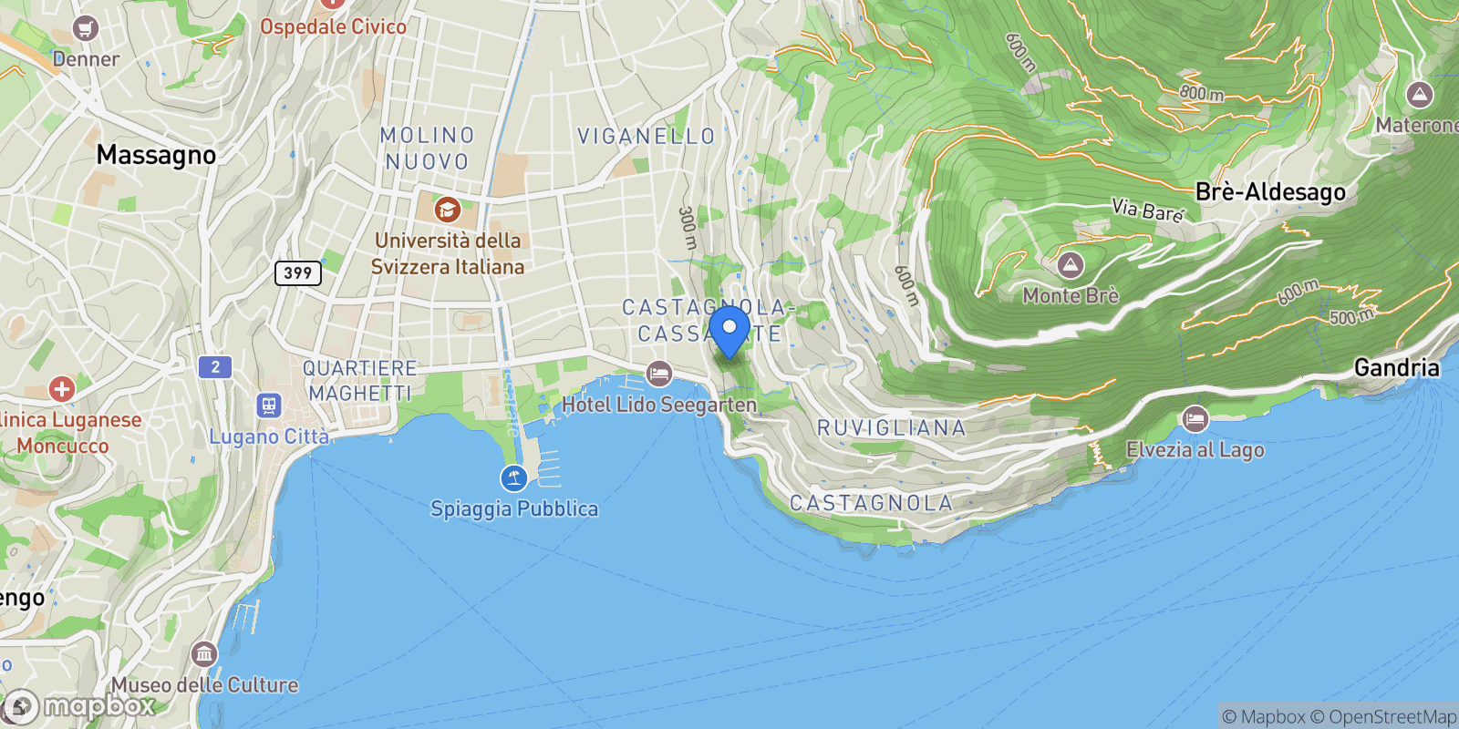 Map showing Lugano Castagnola, Lugano, TI 6900, Lugano, Ticino, Switzerland.
