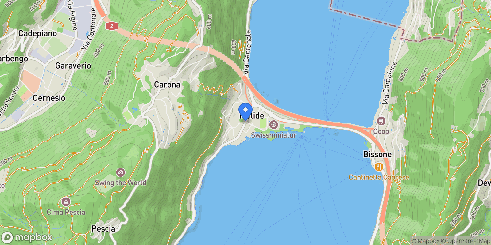 Map showing Melide., Melide, TI 6815, Melide, Ticino, Switzerland.