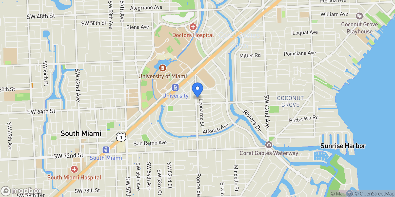 Map showing 6011 Maynada St, Coral Gables, Florida, United States.