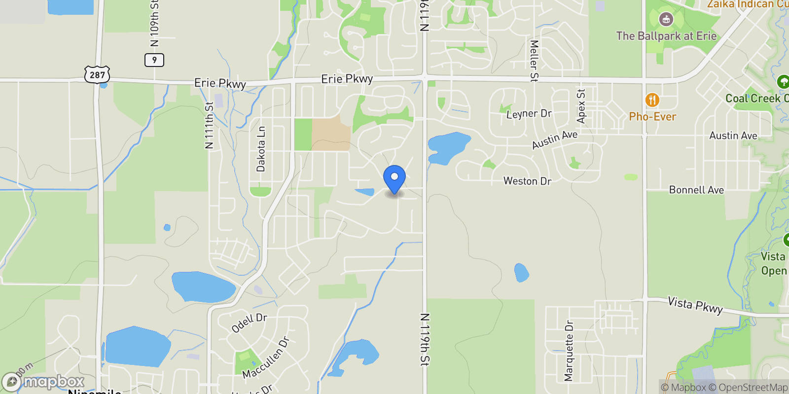 Map showing 1032 Marfell Street, Boulder, Colorado, United States.