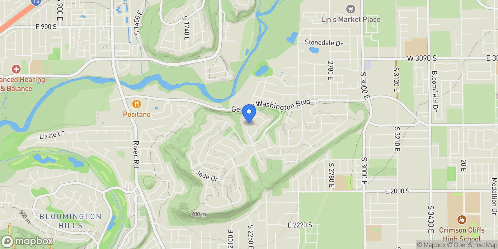 Map showing 1557 S Stone Cliff Drive, St George, UT 84790, St. George, Utah, United States.