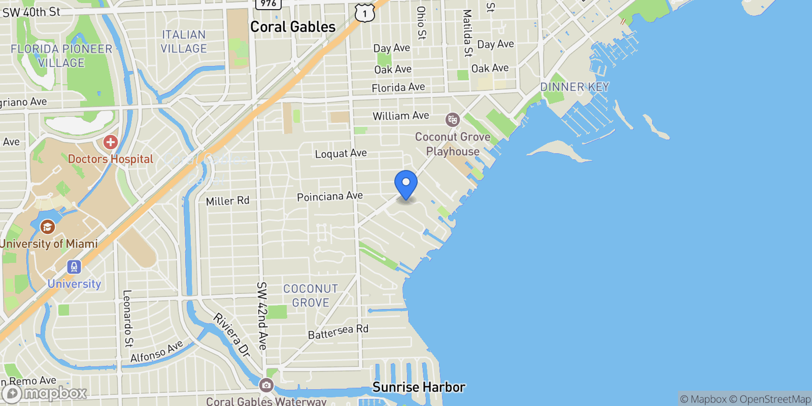 Map showing 3470 Poinciana Ave, Miami, Florida, United States.