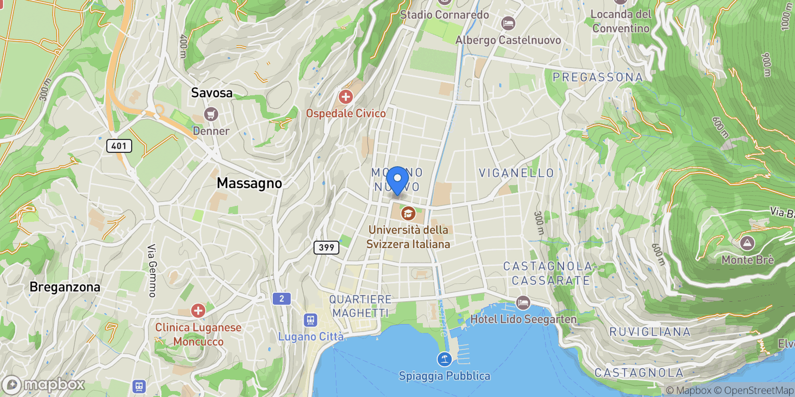 Map showing Lugano., Lugano, TI 6900, Lugano, Ticino, Switzerland.