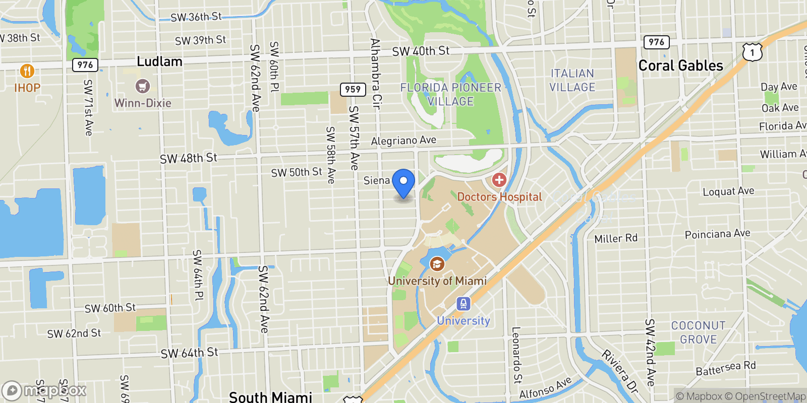 Map showing 1426 Robbia Ave, Coral Gables, Florida, United States.