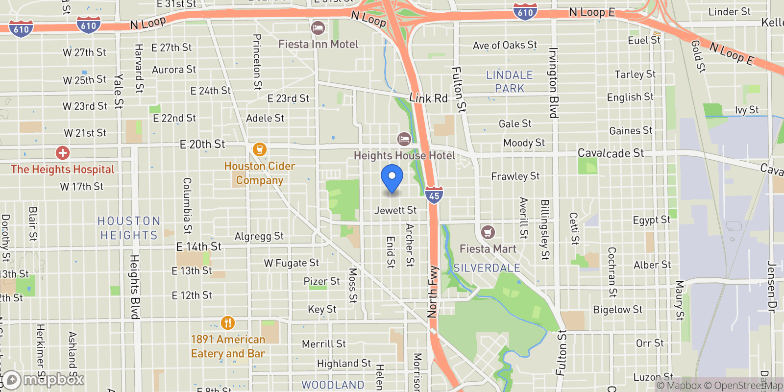 Map showing 808 Coronado Street, Houston, Texas, United States.
