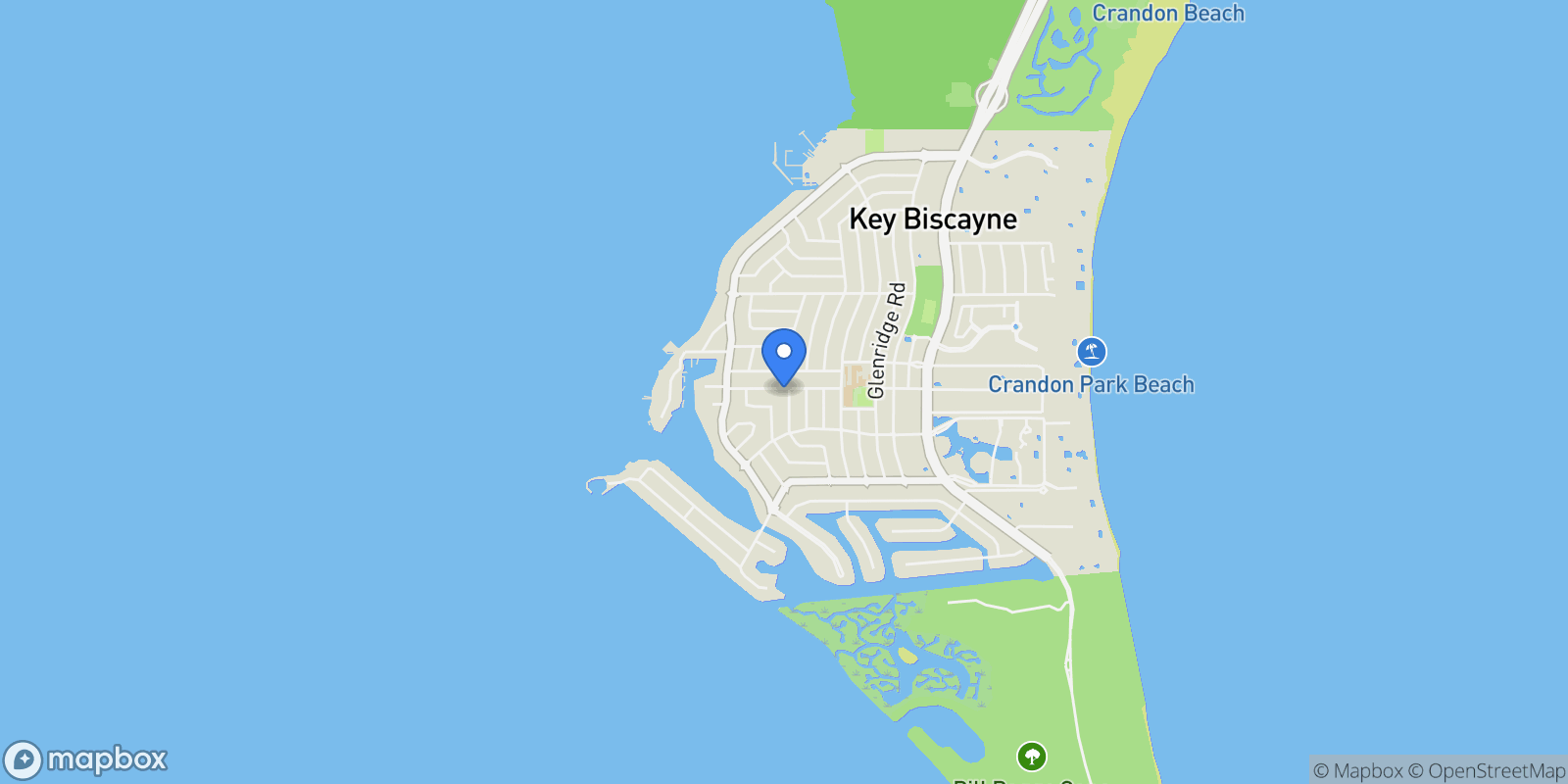 Map showing 600 Allendale Rd, Key Biscayne, Florida, United States.