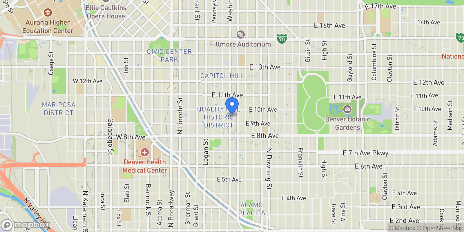 Map showing 946 N Washington Street, Denver, Colorado, United States.