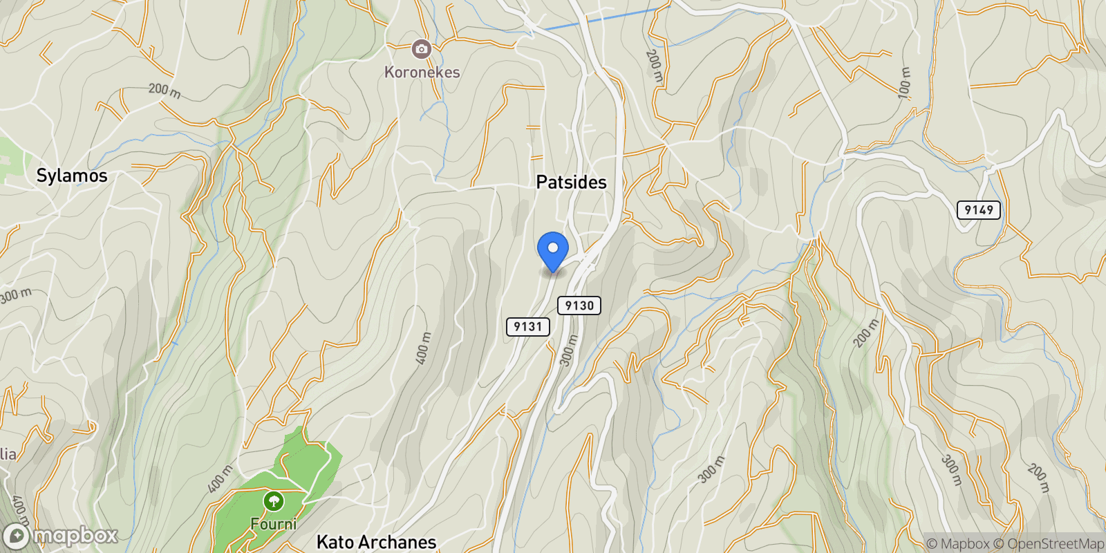 Map showing Community of Kato Archane, Archanes, Greece.
