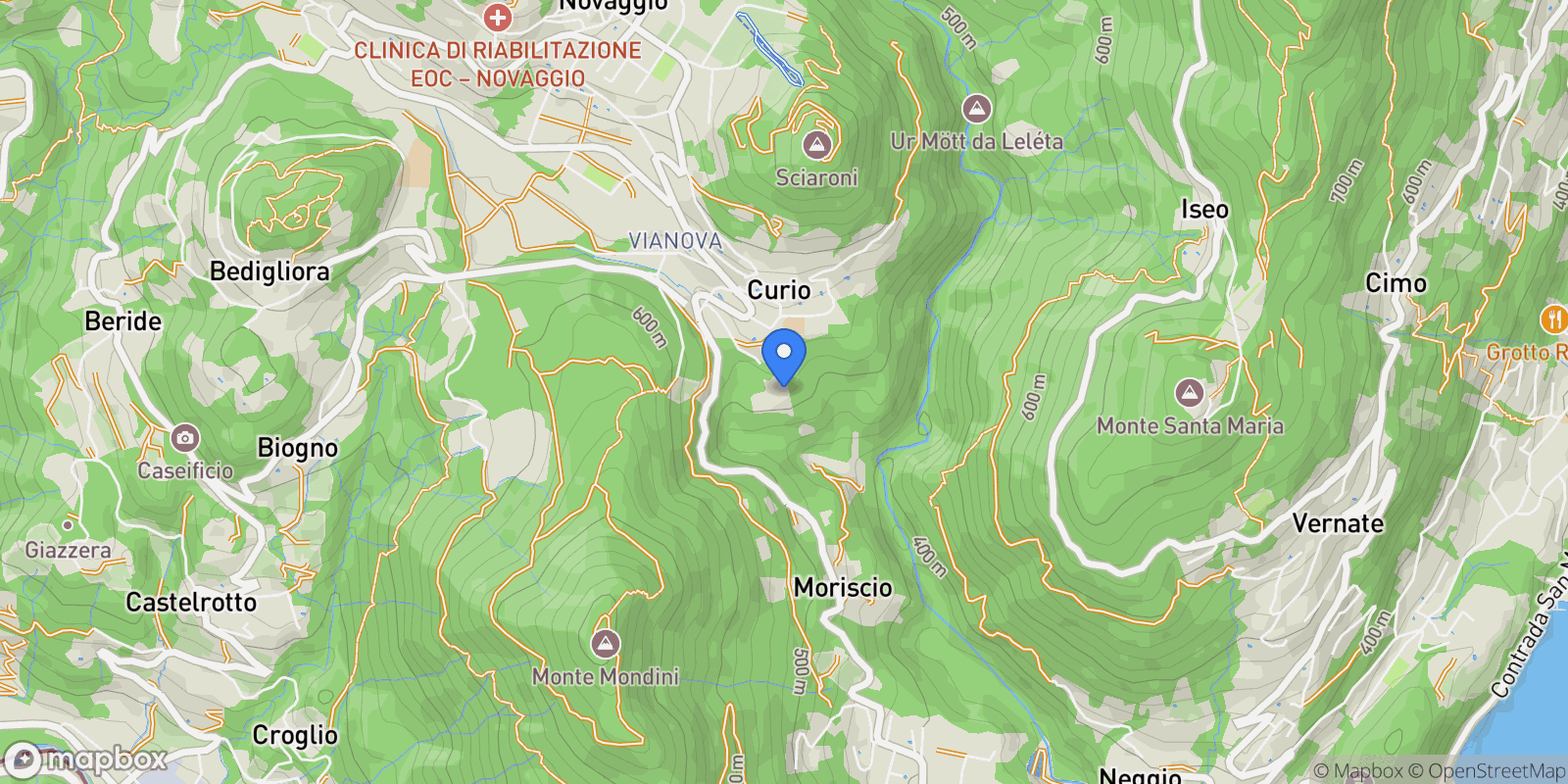 Map showing Via Camana 17, Curio, TI 6986, Curio, Ticino, Switzerland.