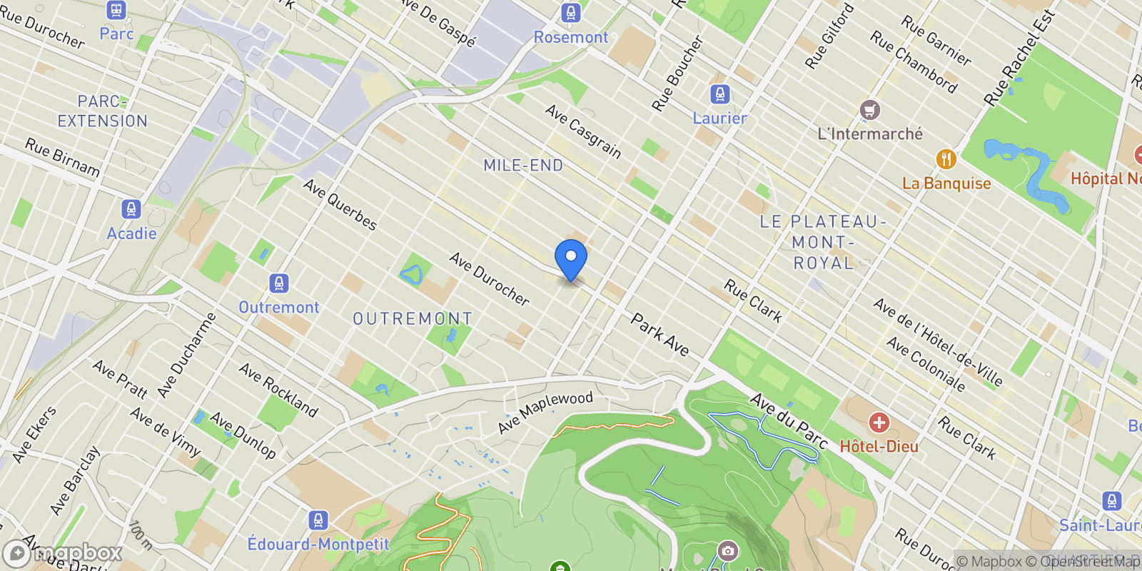 Map showing Montréal, Quebec, Canada.