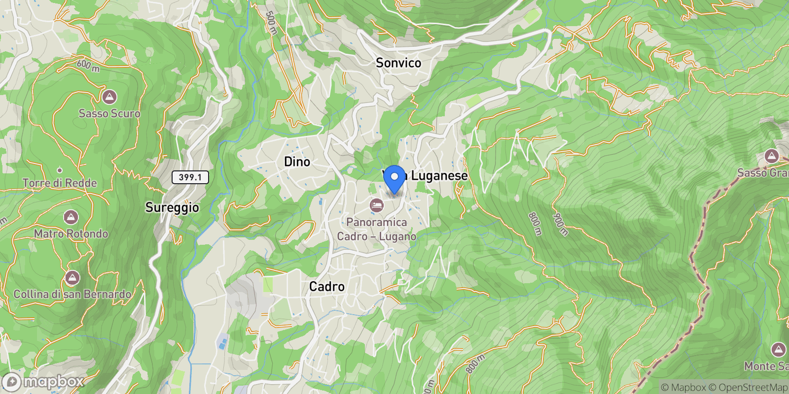 Map showing Villa Luganese, Villa Luganese, TI 6966, Lugano, Ticino, Switzerland.