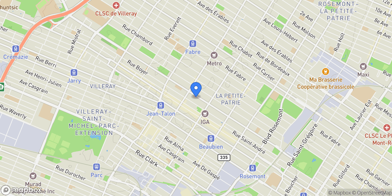 Map showing Montréal, Quebec, Canada.