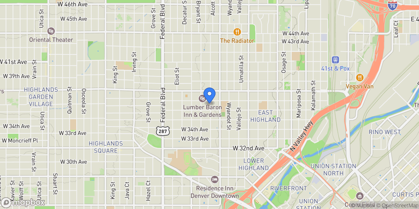 Map showing 3659 Alcott Street, Denver, Colorado, United States.