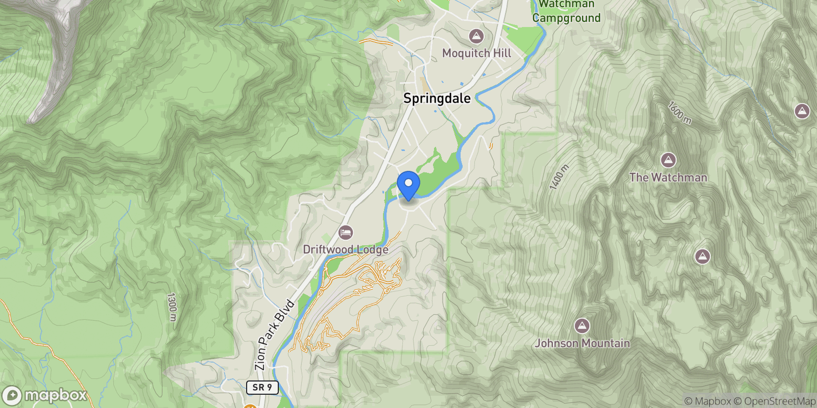 Map showing 1203 Canyon Springs Rd, Springdale, UT 84767, Hurricane, Utah, United States.