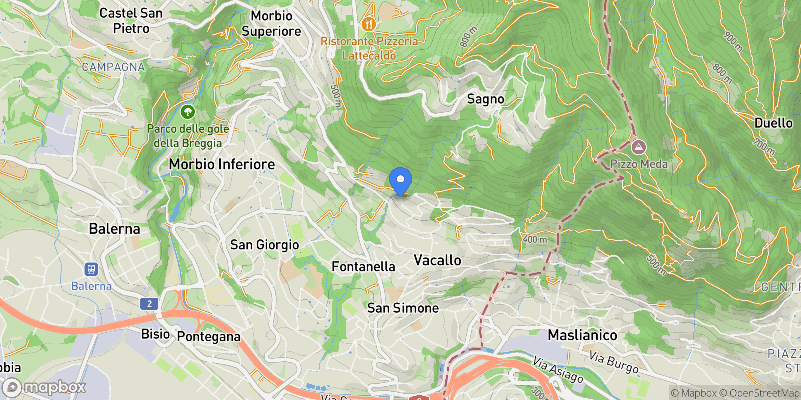 Map showing Vacallo-alta, Vacallo, TI 6833, Vacallo, Ticino, Switzerland.