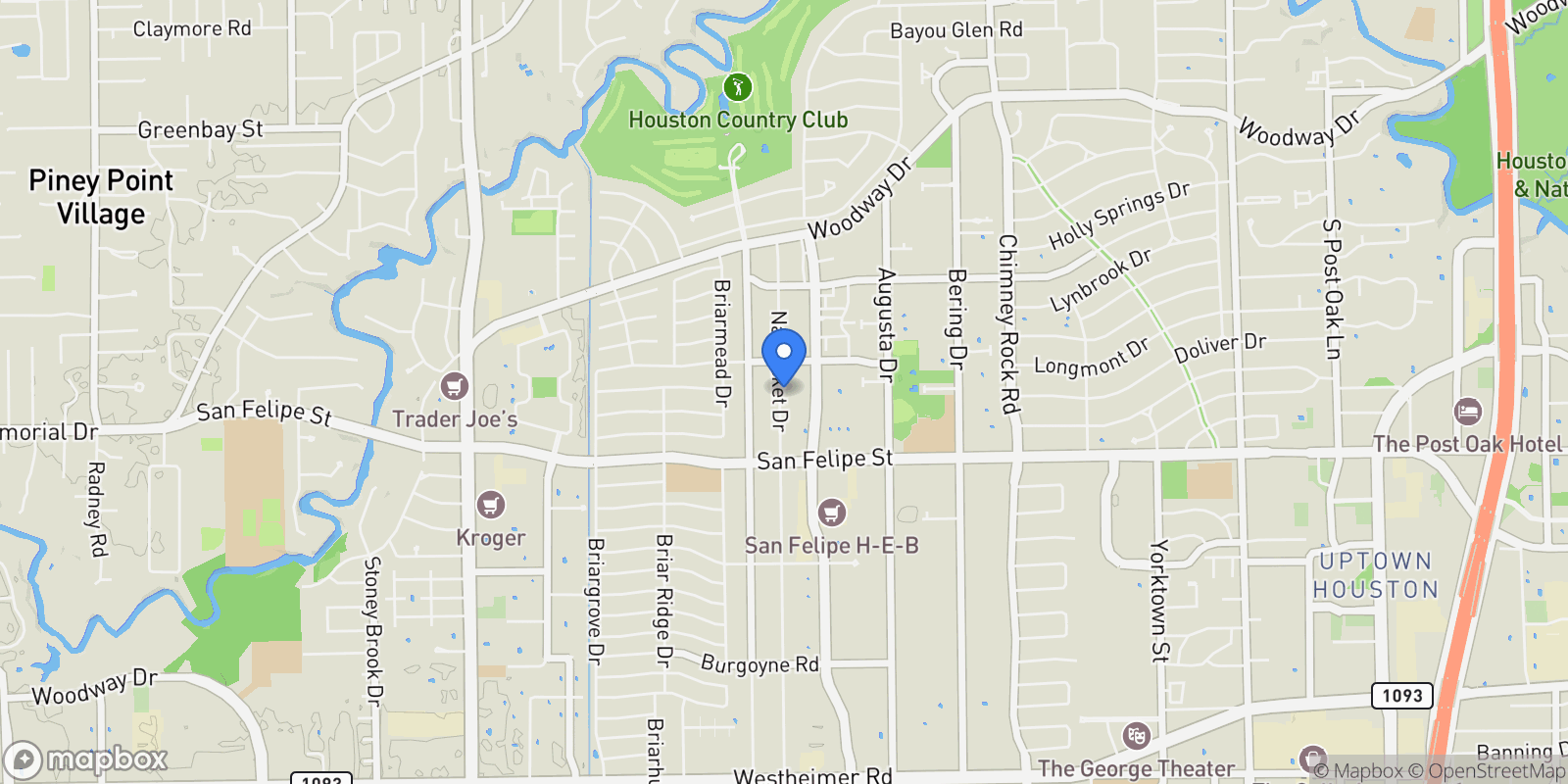 Map showing 1425 Nantucket Drive D, Houston, Texas, United States.