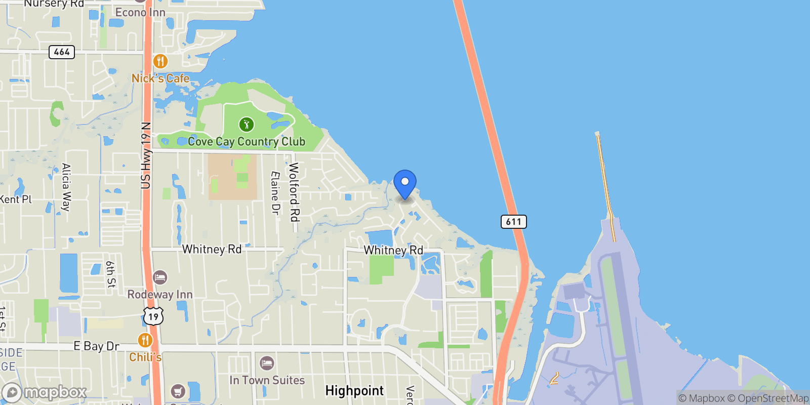 Map showing 3132 SHORELINE DRIVE, CLEARWATER, FL 33760, Clearwater, Florida, United States.