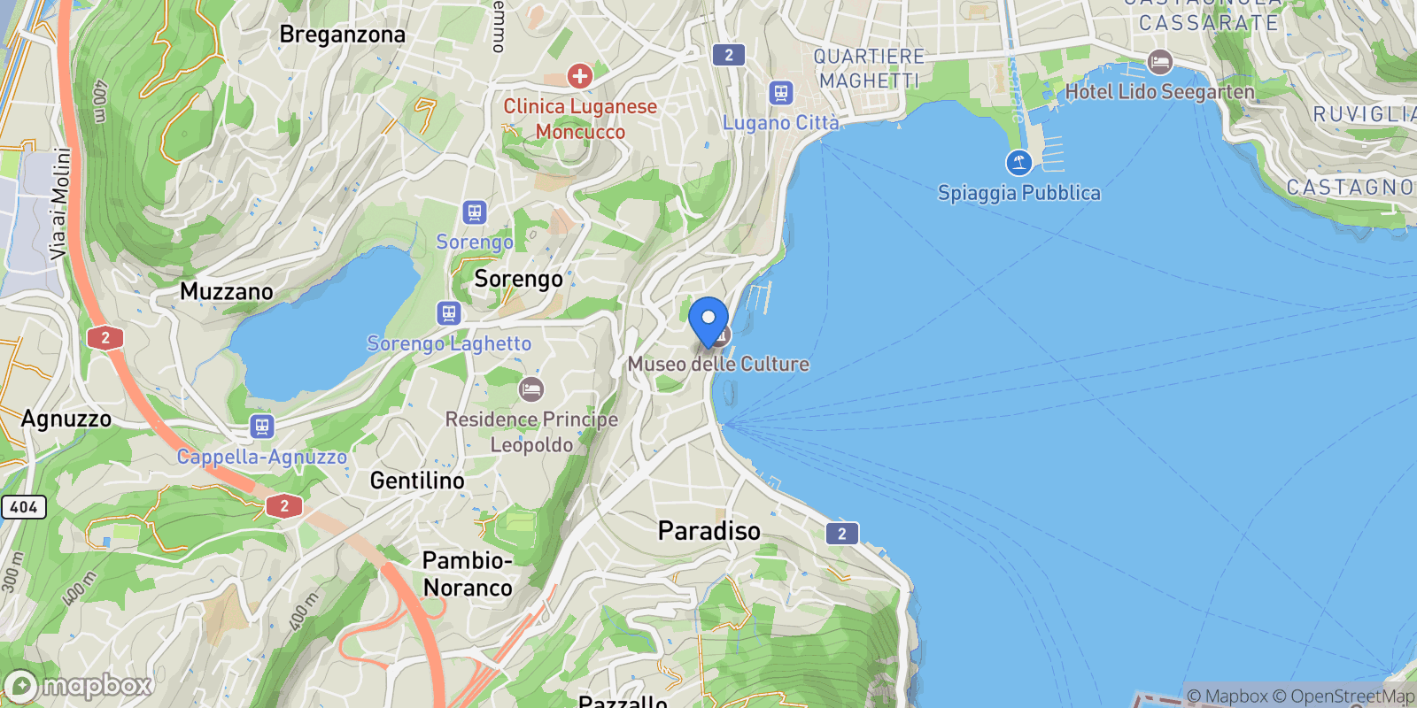 Map showing Lugano centro, Lugano, TI 6900, Lugano, Ticino, Switzerland.