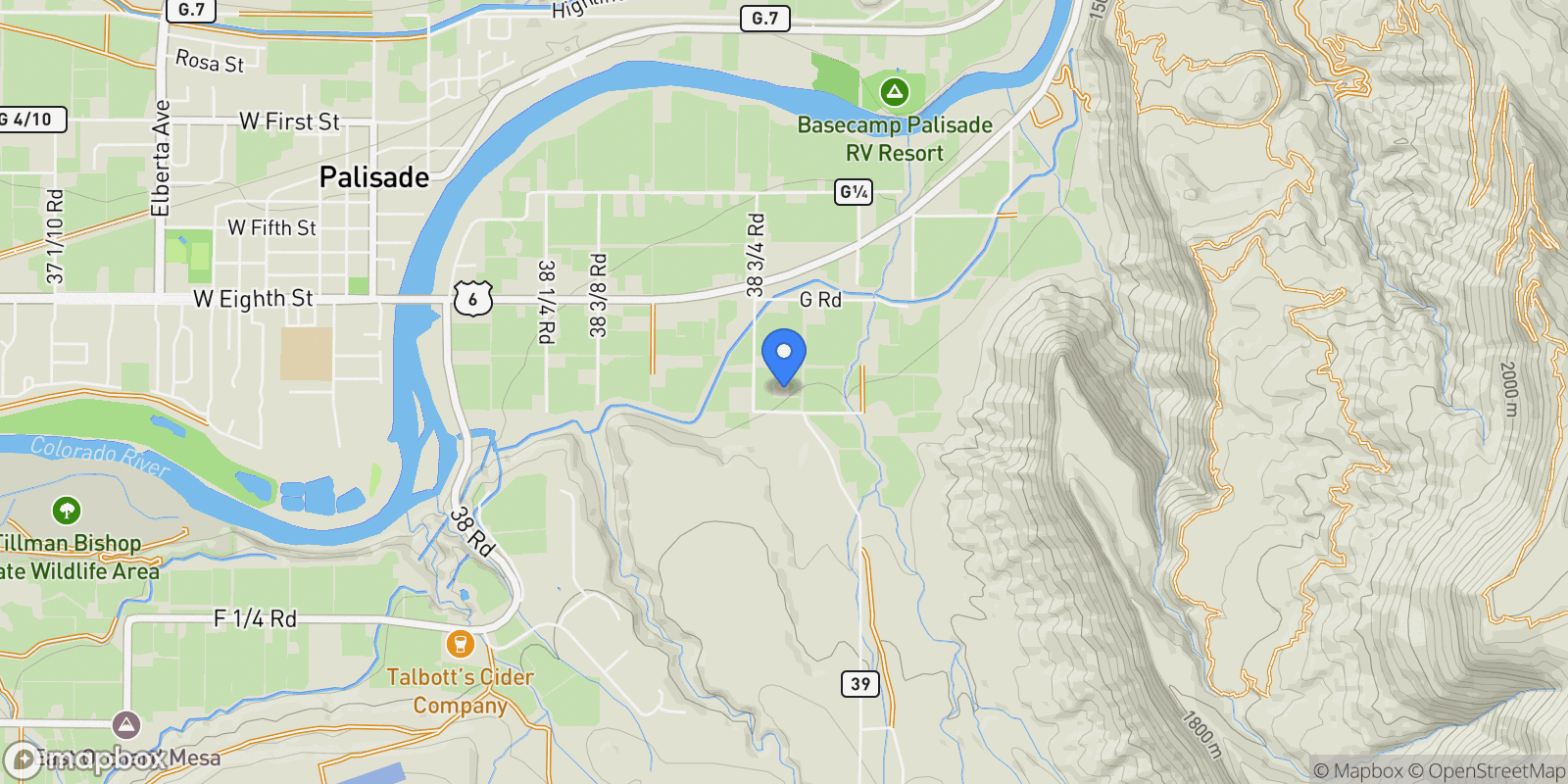 Map showing 3875 F 3/4 Road, Palisade, Colorado, United States.