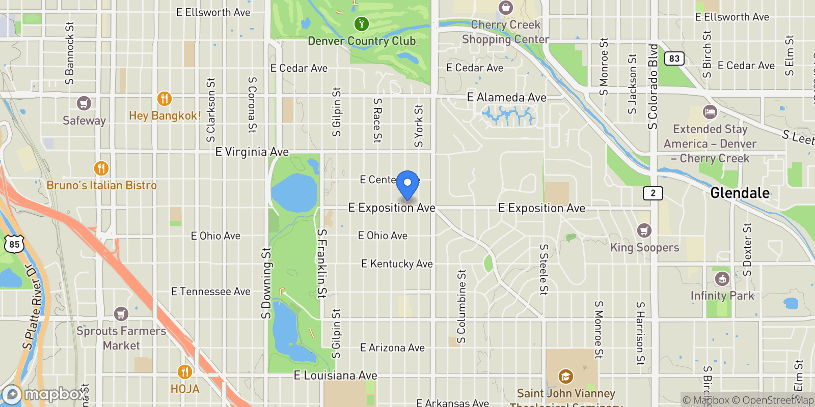 Map showing 684 S Gaylord Street, Denver, Colorado, United States.