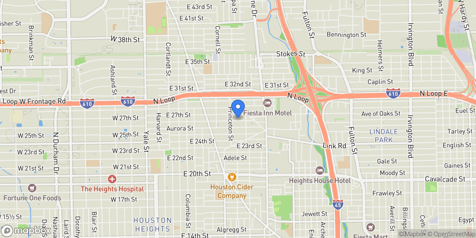 Map showing 925 E 26th Street, Houston, TX 77009, Houston, Texas, United States.