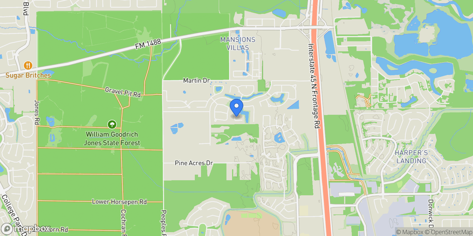Map showing 2105 Bennet Court, Conroe, TX 77384, Conroe, Texas, United States.