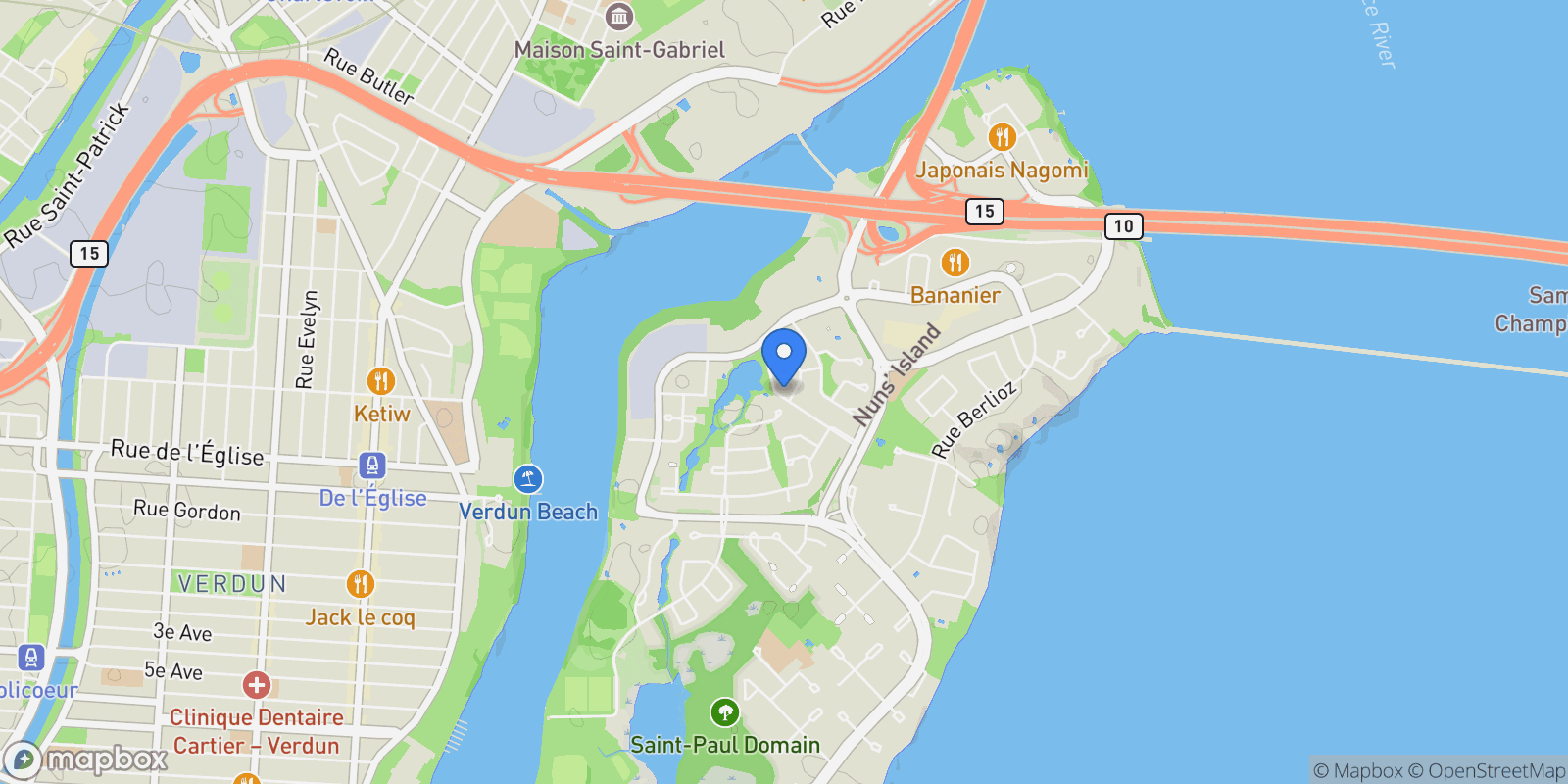 Map showing Montréal, Quebec, Canada.