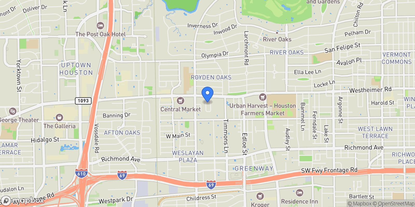 Map showing 2703 Westgrove Lane, Houston, TX 77027, Houston, Texas, United States.