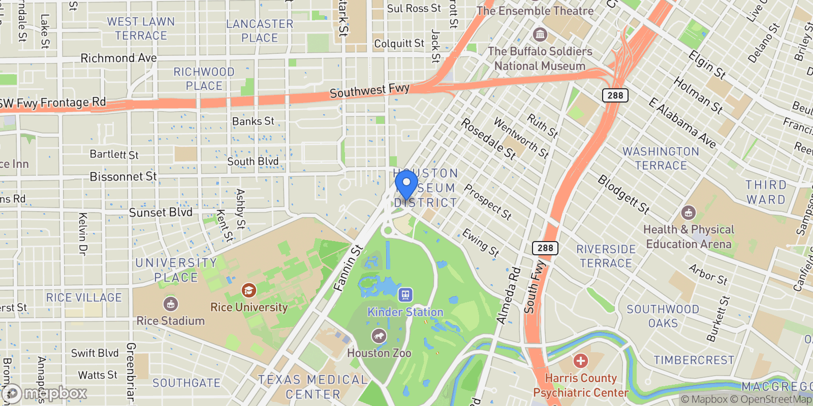 Map showing 1111 Hermann Drive 7F, Houston, Texas, United States.