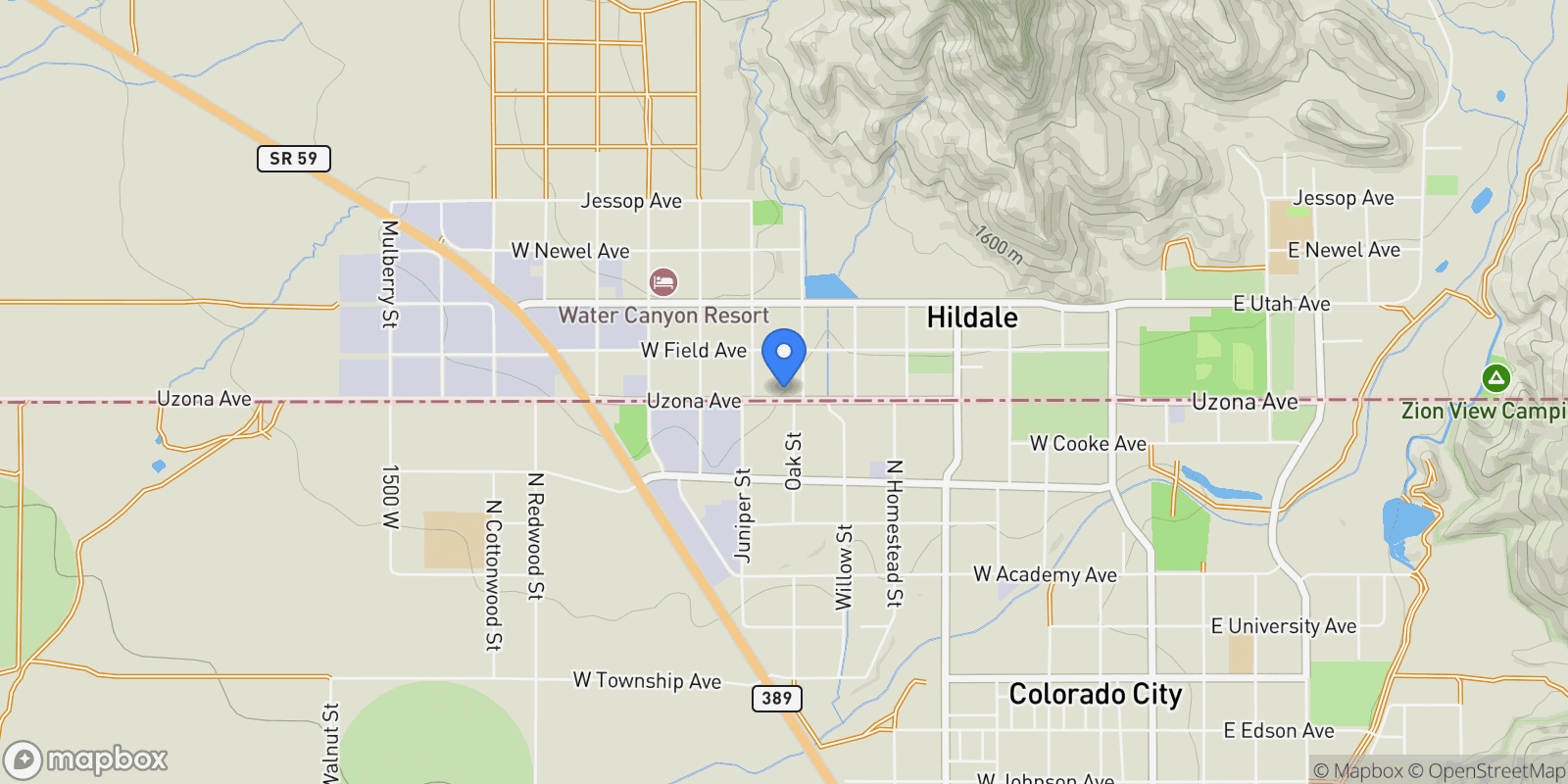 Map showing 740 W Uzona Ave, Hildale, UT 84784, Hildale, Utah, United States.