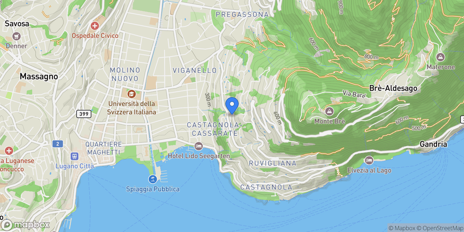 Map showing Ruvigliana Panoramica, Ruvigliana, TI 6977, Lugano, Ticino, Switzerland.