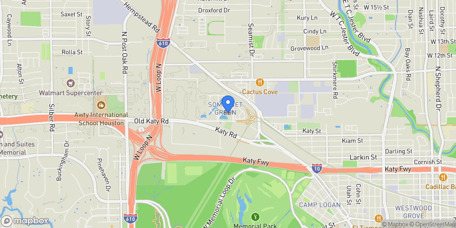 Map showing 3711 Somerset Commons Lane, Houston, TX 77055, Houston, Texas, United States.
