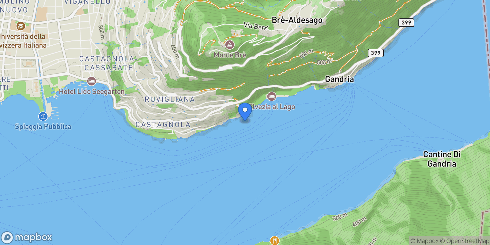 Map showing Castagnola, TI 6976, Lugano, Ticino, Switzerland.