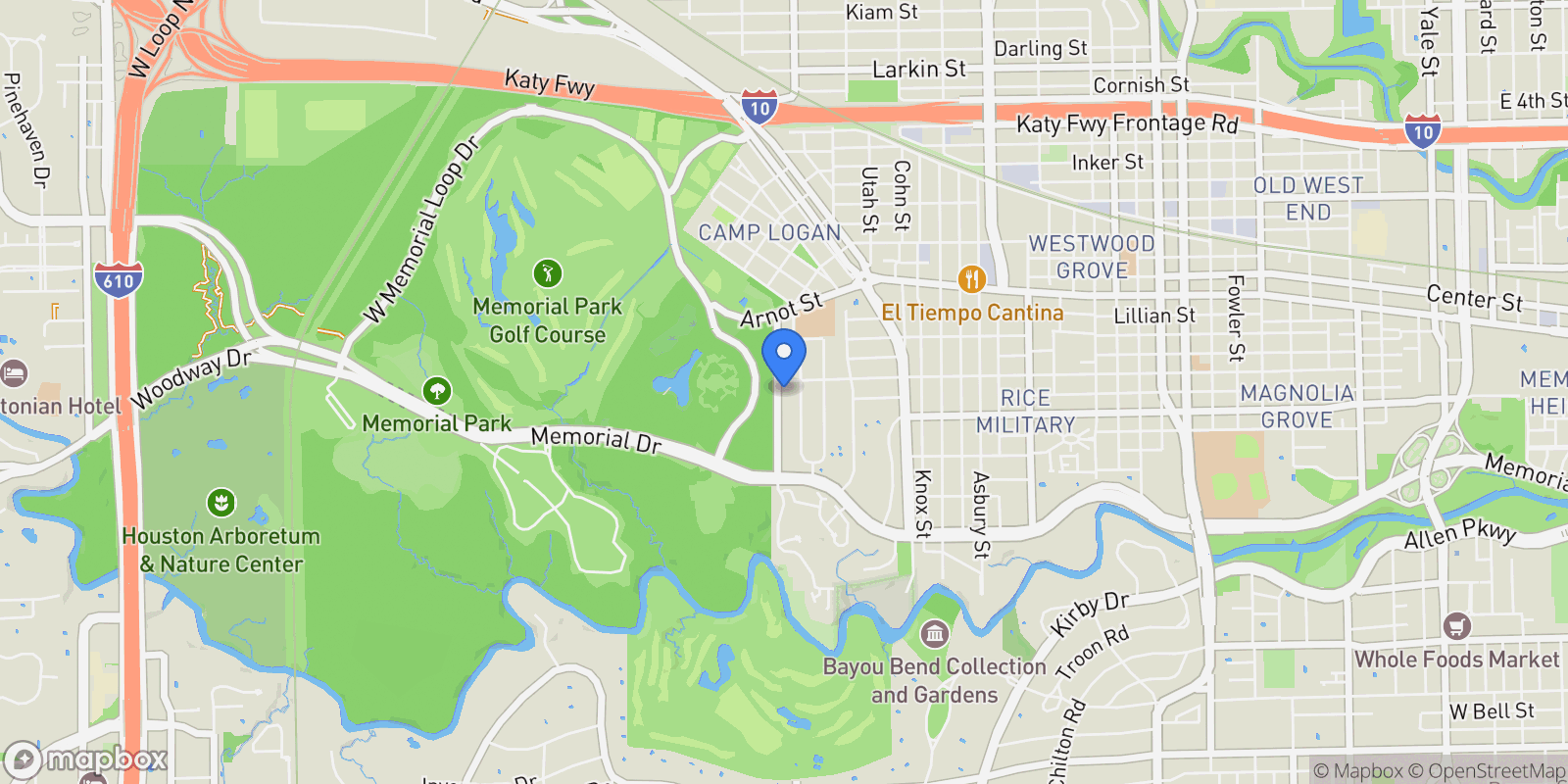 Map showing 322 Crestwood Drive, Houston, TX 77007, Houston, Texas, United States.