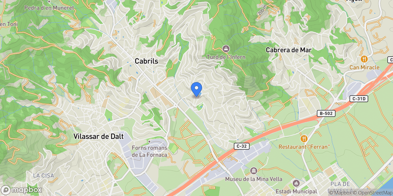 Map showing DE LA PUNTA, 08348, CABRILS, BARCELONA, CABRILS, Cabrils, Catalonia, Spain.