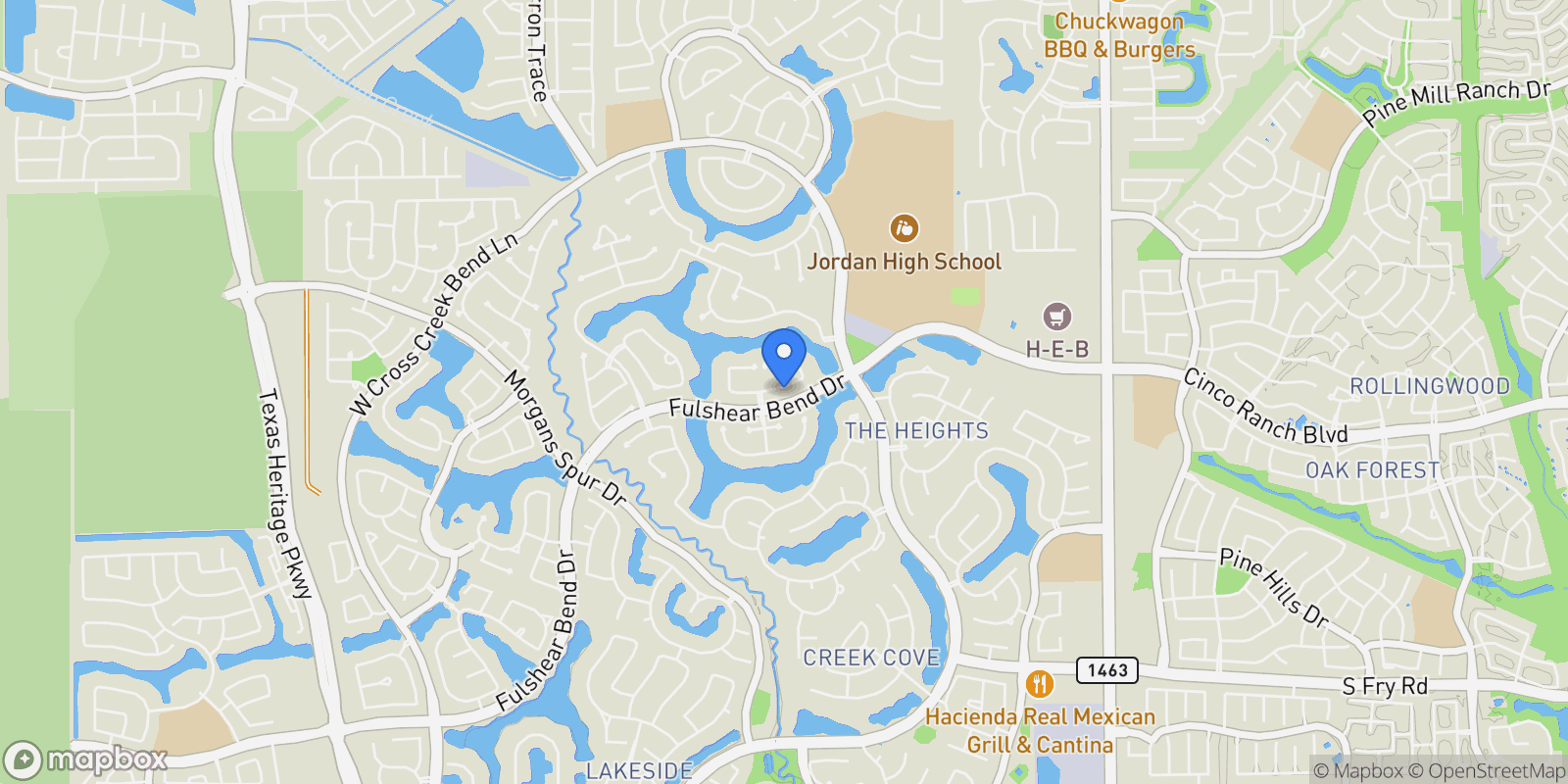 Map showing 27919 Indigo Ridge Drive, Fulshear, TX 77441, Fulshear, Texas, United States.