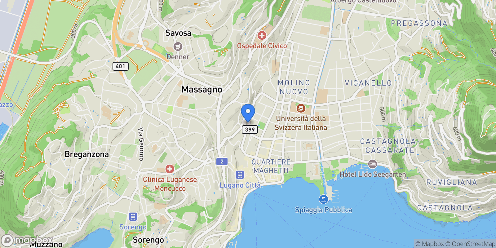 Map showing Lugano, TI 6900, Lugano, Ticino, Switzerland.