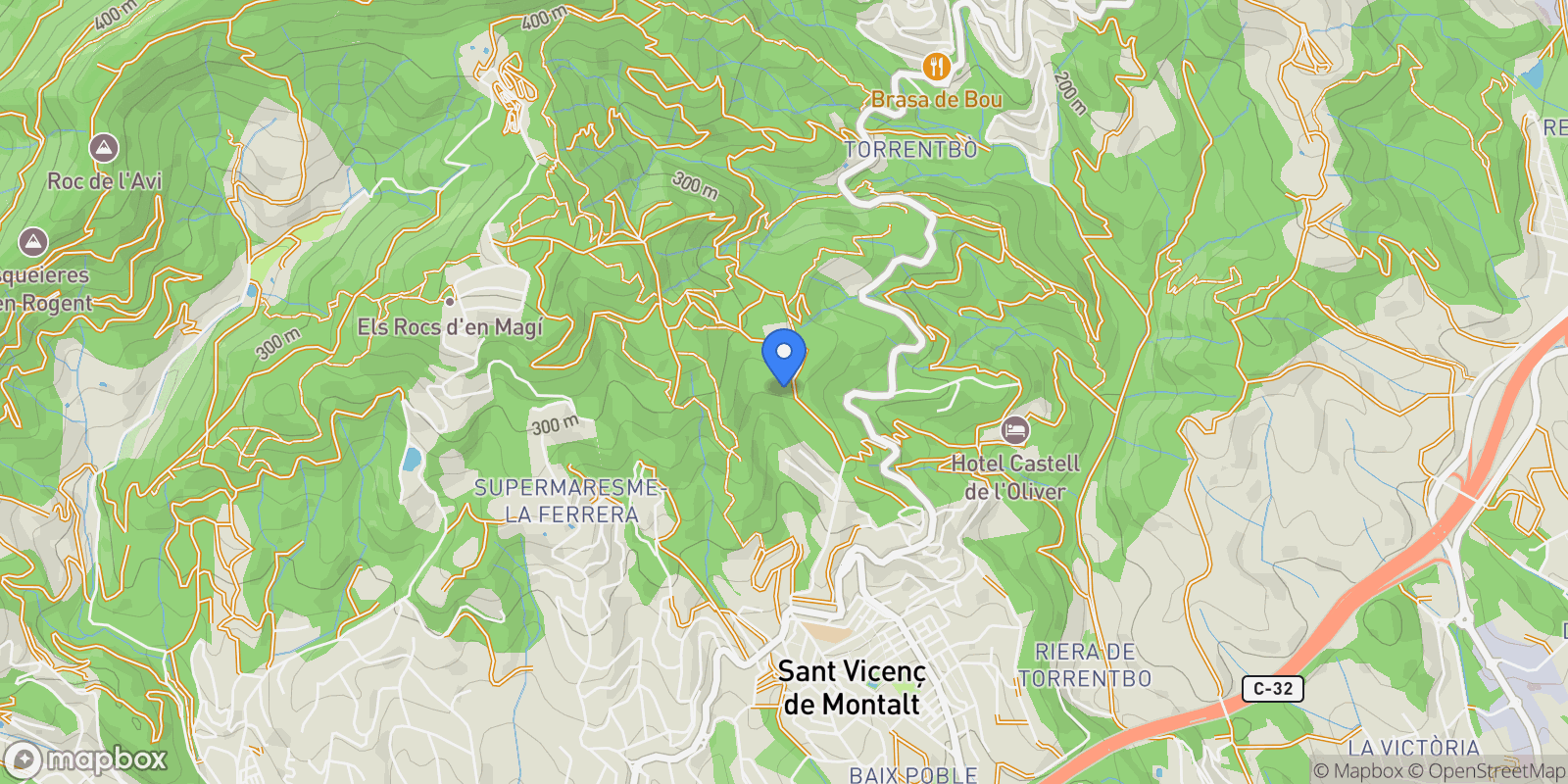 Map showing Avinguda Supermaresme, 08394, Sant Andreu de Llavaneres, Barcelona, Sant Andreu de Llavaneres, Sant Vicenc de Montalt, Catalonia, Spain.