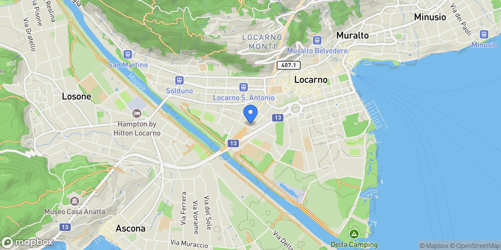 Map showing Locarno città, Locarno, TI 6600, Locarno, Ticino, Switzerland.