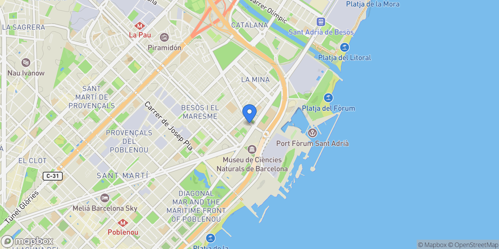 Map showing Avinguda d'Eduard Maristany, 08019, Barcelona, Barcelona, Barcelona, Sant Marti, Barcelona, Spain.
