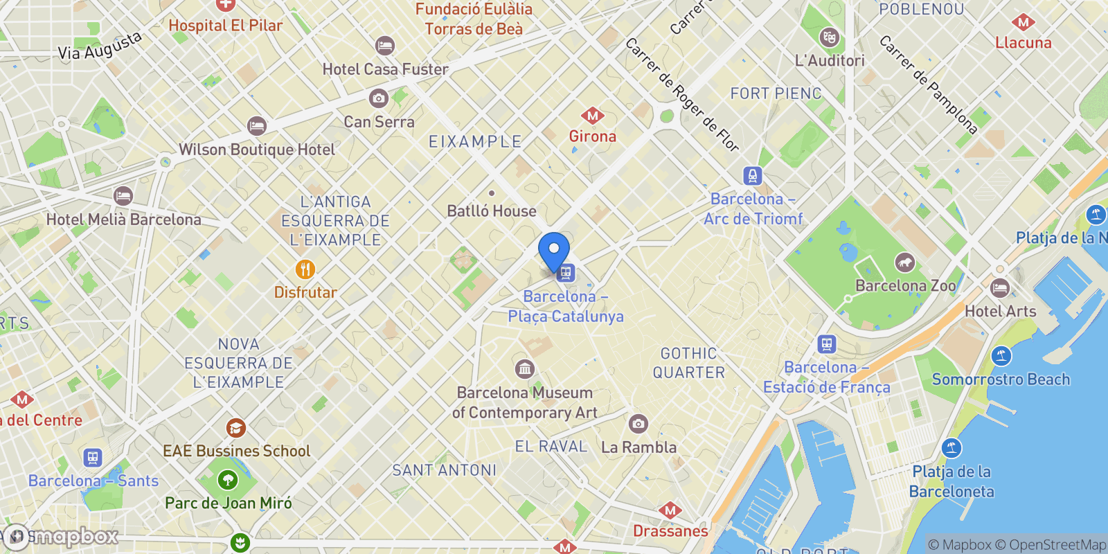 Map showing Barcelona, Spain, Eixample, Barcelona, Spain.