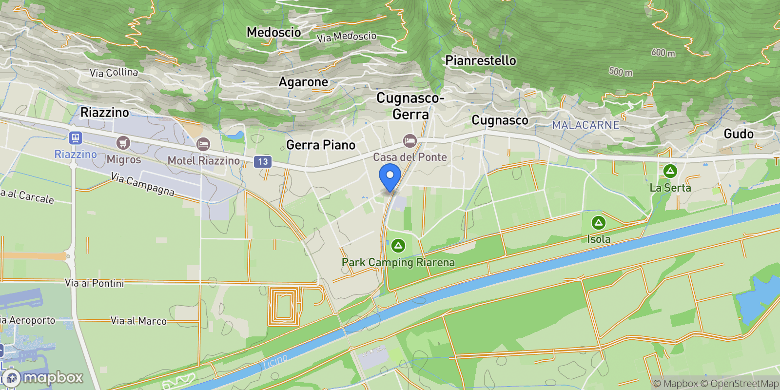 Map showing Cugnasco-Campagna, Cugnasco, TI 6516, Cugnasco, Ticino, Switzerland.
