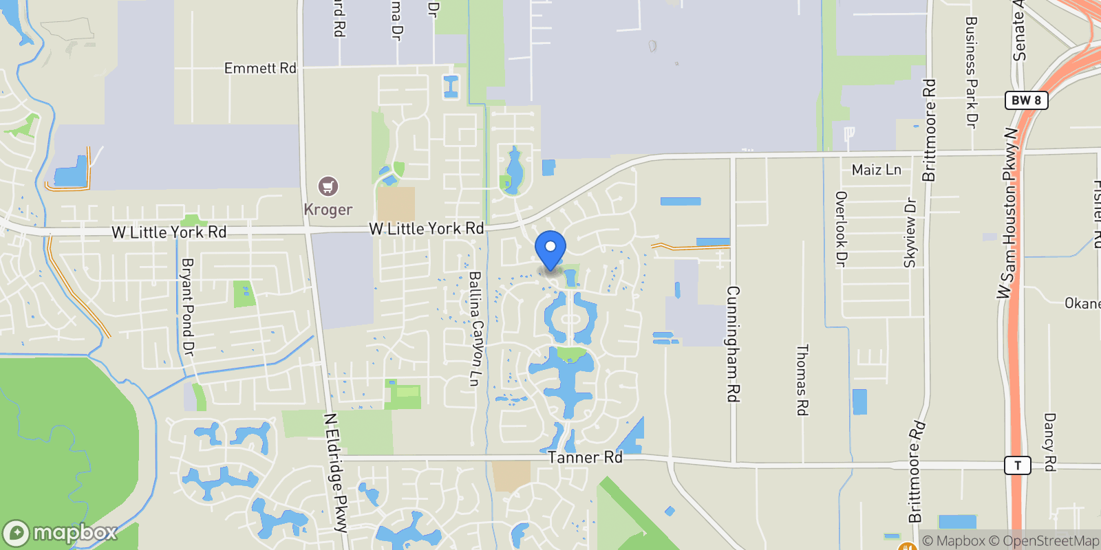 Map showing 6114 SONORA CANYON Circle, Houston, TX 77041, Houston, Texas, United States.