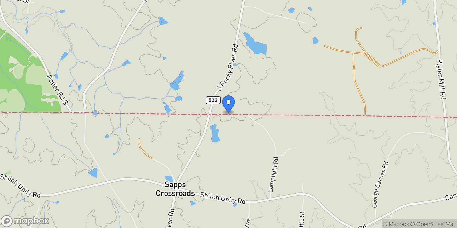 Map showing 3008 Lamplight Road, Monroe, NC 28112, Monroe, North Carolina, United States.