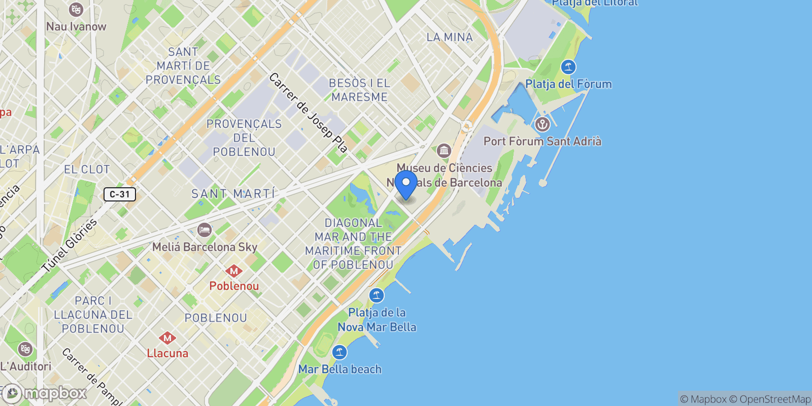 Map showing Passeig de Garcia Fària, 08019, Barcelona, Barcelona, Barcelona, Sant Marti, Barcelona, Spain.
