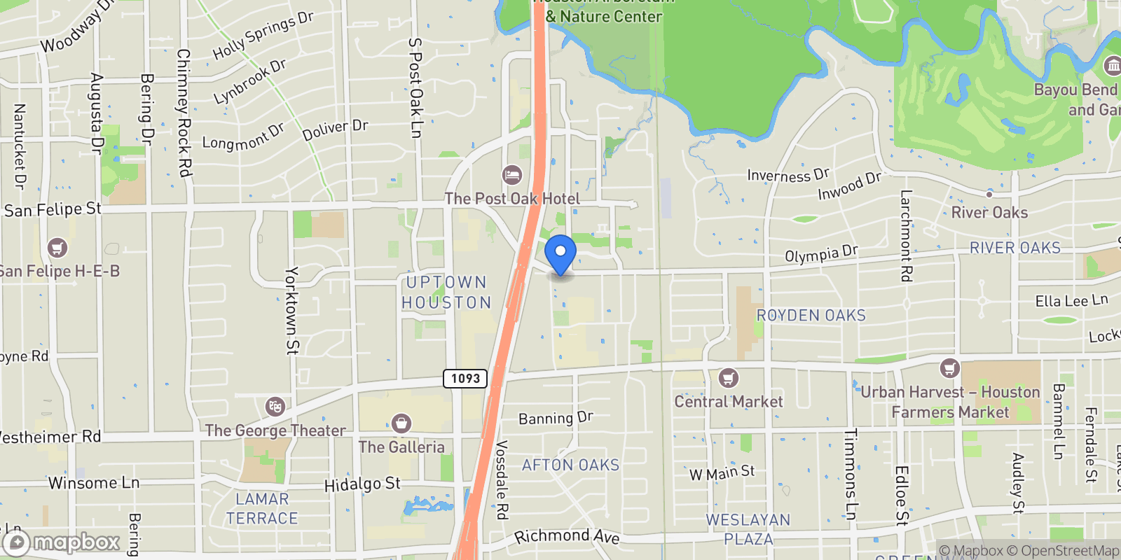 Map showing 4521 San Felipe Street #3202, Houston, TX 77027, Houston, Texas, United States.